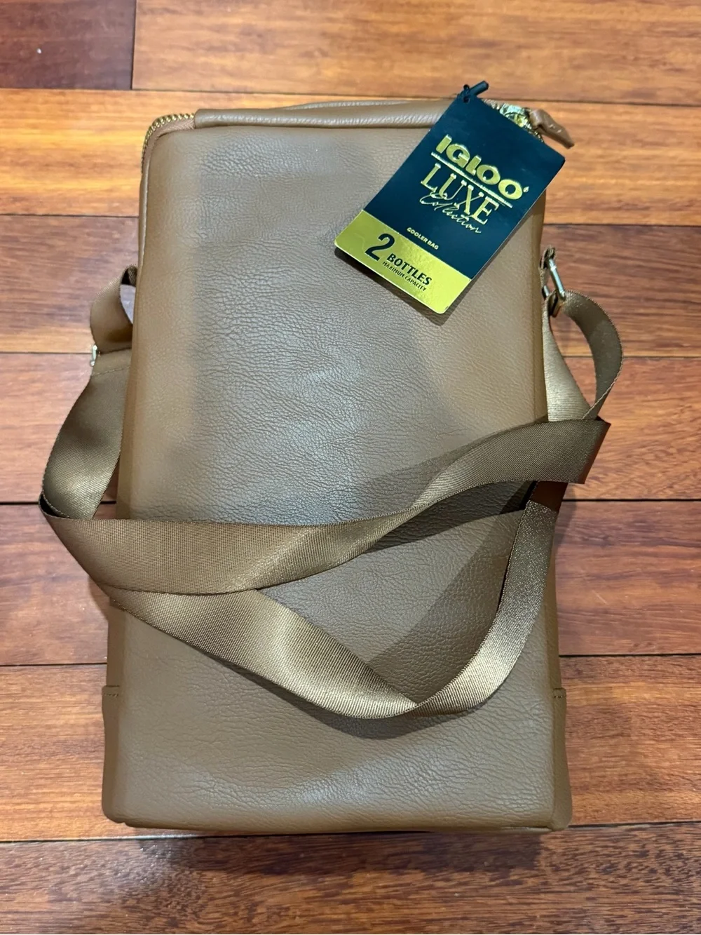 Igloo Insulated Faux Leather Beverage Tote Cooler Bag Cognac NWT